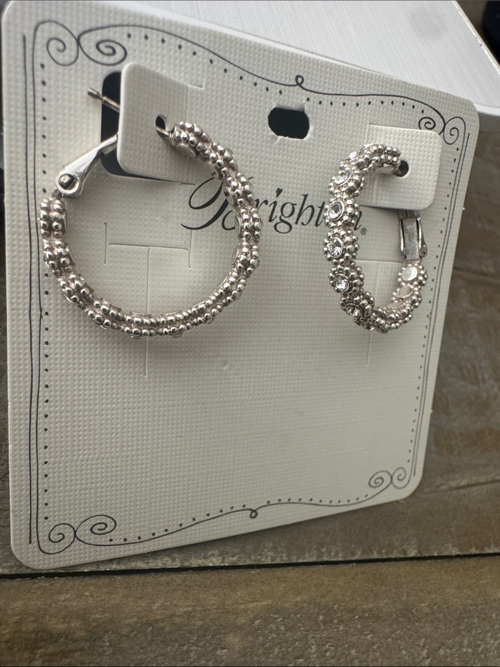 Brighton Silver-Tone Crystal & Beaded Hoop Earrings